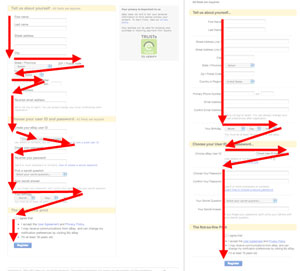 Ebay Registrierungs-Formular